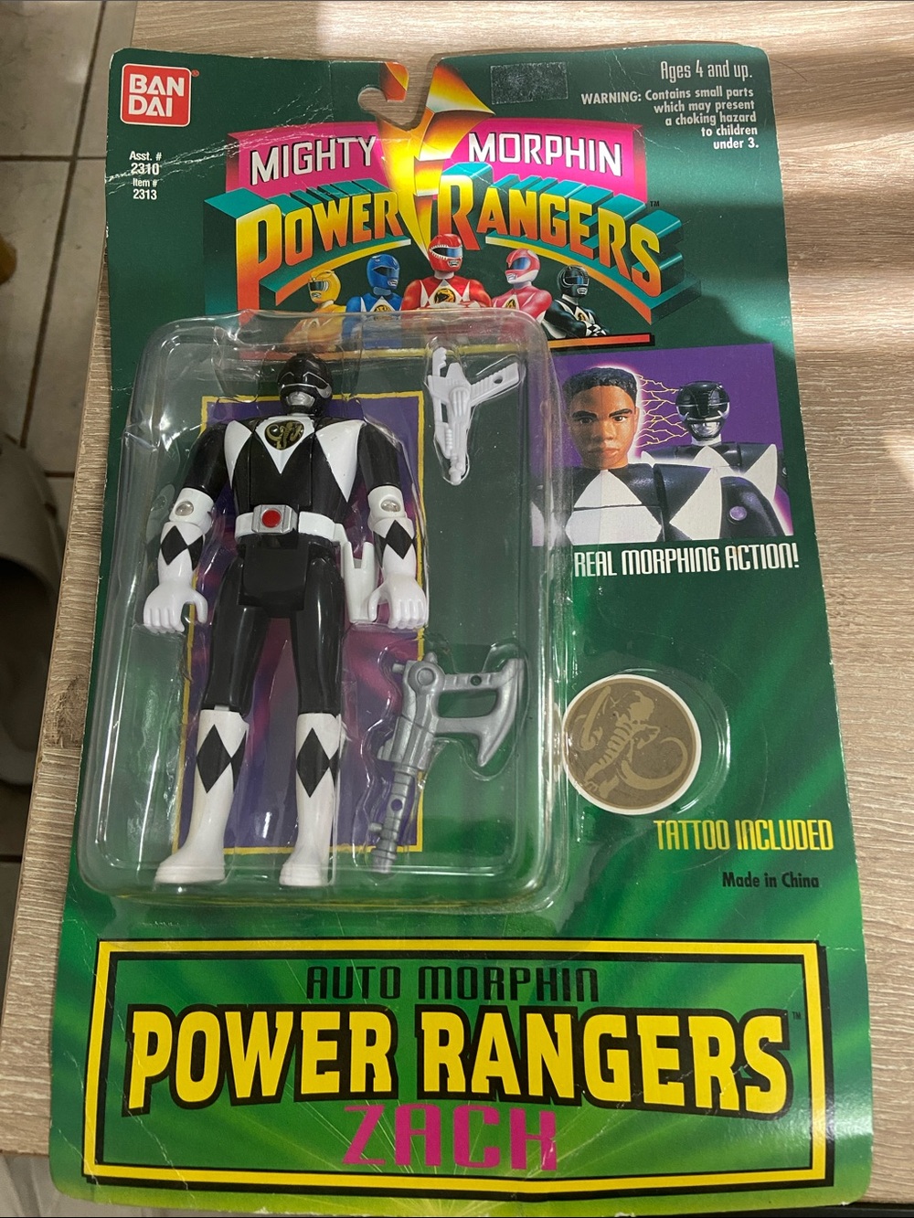Vintage 1994 Bandai Auto Mighty Morphin Power Rangers Black Ranger Zach Figure